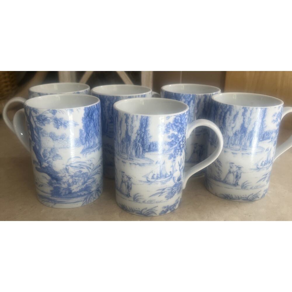 MMA Blue & White Toile French Countryside Mugs Sold Individually Or As Set